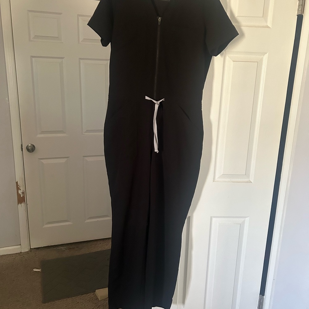 Figs Black Scrub Wide Leg Jumpsuit